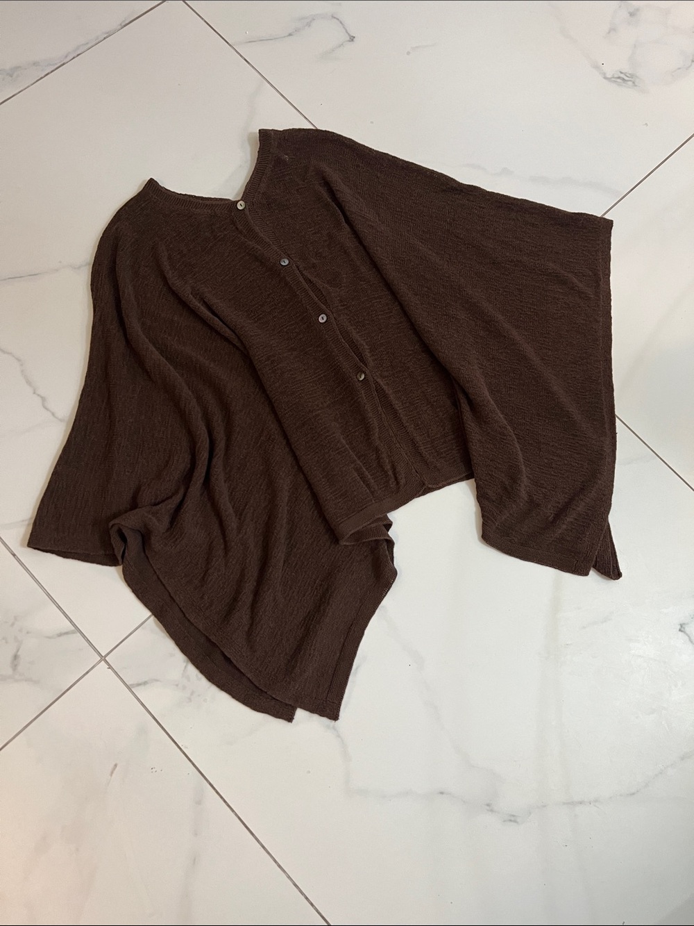 J. Jill Chocolate Brown Button-Front Poncho Sweater